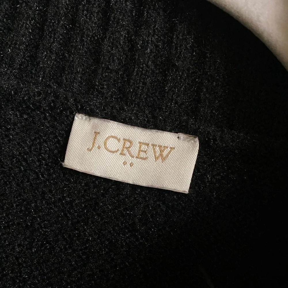 J Crew Sweater Women’s Medium Wool Black Button Neck Poncho